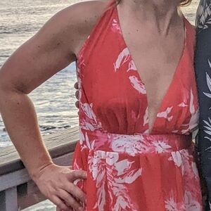 Womens Sexy Spaghetti Strap Deep V Neck Floral Boho Criss Cross Backless Chiffon